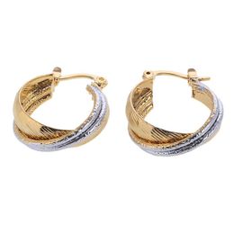 Two Tone Bonded Round Gold Plated Clip Hoop Earring253k