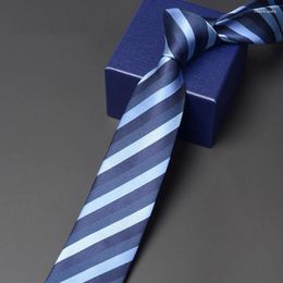 Bow Ties Brand Men's Business Tie 7CM Wide Stroped Neck For Men Fashion Formal Neckties Work Dress Shirt Gift Box