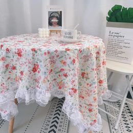 Table Cloth Small fresh floral lace tablecloth Instagram style po table background cloth 231216