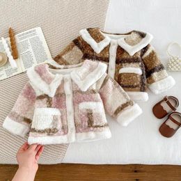 Clothing Sets 2023 Winter Baby Girl College Style Plus Velvet Thick Long Sleeve Coat Infant Padded Jacket Toddler Warm Plush Clothes