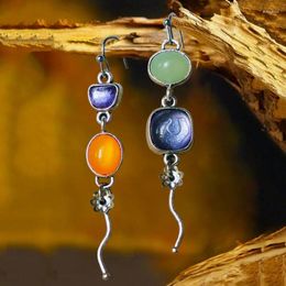 Dangle Earrings Asymmetric Purple Resin Green Orange Oval Stone For Women Girl Trendy Jewelry 2023