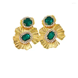 Dangle Earrings Baroque Vintage Style Green & Red Crystals Long For Women Sweet Creative Drop Pendant Eardrop