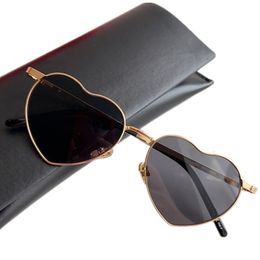 luxury desin heart shaped unisex sunglasses UV400 fashion model goggles lightweight metal polarized glasses01 52-17-145for prescription eyewear fullset case