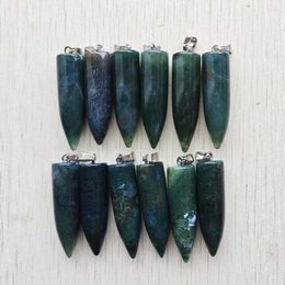 Pendant Necklaces Natural India Agate Good Quality Green Circular Cone Pendants For Jewellery Making 12pcs/lot Wholesale