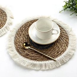 Table Mats Boho Placemats Woven For Dining Elegant Round Rattan Handmade Weave Heat Resistant Pots