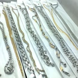 Whole 10pcs Stainless steel Necklace man women Fashion Jewelry Lots silver gold chains high quality278T