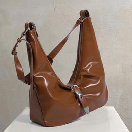 Evening Bags Vintage Hobos For Womens Luxury Designer Handbag Purses 2024 In PU Oil Wax Leather Belt Buckle Medium Underarm Shoulder