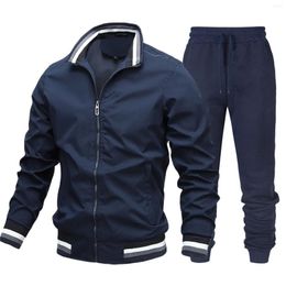 Men's Tracksuits Spring Solid Colour Casual Zip Up Coat And Pants Sportswear Mens Vest Set Suits For Men 3 Pieces Piece Suite