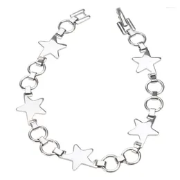 Charm Bracelets Korean Version Steel Hollow Five-pointed Star Retro Bracelet Female Cold Wind Fashion Simple Hip-hop Jewellery