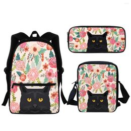 School Bags Funny Cartoon Dog Floral Print 3PC Cute Animals Kids Zipper Backpack Boys Girls Back To Gift Learning Tools