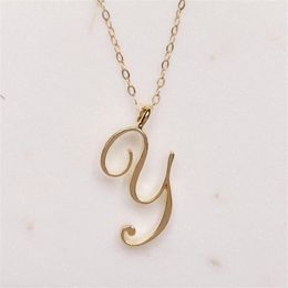 Mom love Cursive Name -Y English Alphabet gold silver Family friend Letters Sign Word Chain Necklaces Tiny Initial Letter pendant 247T