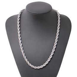 ed Rope Chain Classic Mens Jewelry 18k White Gold Filled Hip Hop Fashion Necklace Jewelry 24 Inches195B