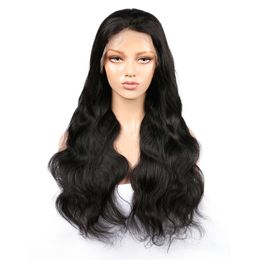 130% Density Natural Black Colour Virgin Brazilian Cuticle Aligned Wavy Human Hair Full Lace Front Wig