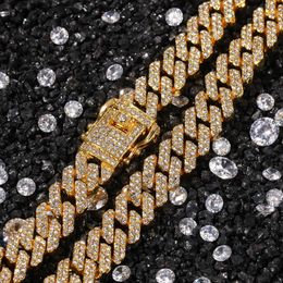 12MM Mens Iced out Necklace Bracelet Bangle set For Women S Thick Heavy Bling Miami Cuban Link Chain Hip Hop Rapper Luxury Jewelry2895