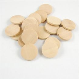 100Pcs 15-40mm Natural Colour Round Wooden Beads Straight Hole Charms Bead Jewellery Accessories Necklace Earrings Bracelet DIY Makin244D