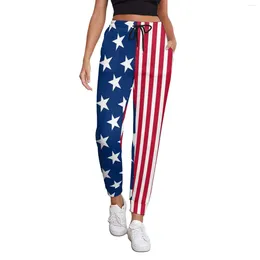 Women's Pants USA Flag Jogger Female American Stars And Stripes Casual Sweatpants Spring Design Y2K Oversize Trousers Birthday Present