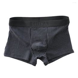 Underpants Men Cotton Underwear Sexy Striped Bugle Pouch Boxers Soft Intimate Elasticity Casual Shorts Trunks Breath Panties