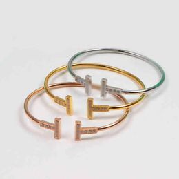 18K gold plated bangle geometry bracelet 3 colours bracelets silver and rose gold plated alphabet bracelet luxury cuff bangle for party Bracelets set gift 1