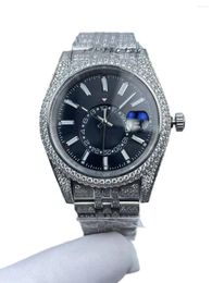 Wristwatches "Men's 42mm Diamond Ring Watch With Calendar Window Folding Buckle"