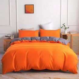 Bedding sets drop summer Double solid AB side Orange Grey duvet cover pillowcase US twin FR king AU single queen UK double 2 3pcs 231216