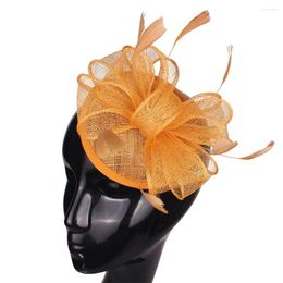 Berets Gold Hoop Fashion Fascinator Hat Hair Clip Party Fedora Fancy Feather Accessories Bridal Wedding Ladies Millinery