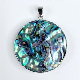 Circle Round Pendant Abalone Natural Blue Green Paua Shell Peacock Abalone Ocean Resort Gift 5 Pieces2664