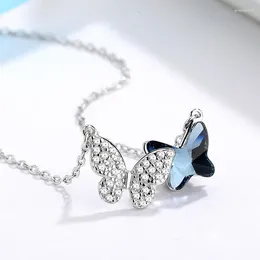 Pendant Necklaces Japanese And Korean Versions Of Butterfly For Women's Trendy Internet Red 925 Sterling Silver Light Luxury Niche Ins