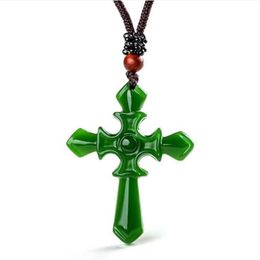 Zertifizierte 100 % natürliche afghanische Hetian-Jade mit geschnitztem Kreuz-Anhänger, Halskette, Charm-Schmuck, Schmuck, Amulett, Lucky254h