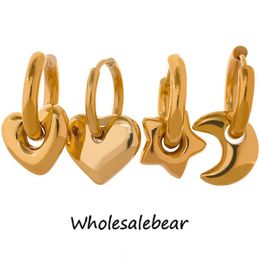Star Moon Heart Pendant stud earring Drop Hoop Huggie Earrings 18k Gold Plated Trendy Waterproof Stainless Steel Fashion Charm Jew2946