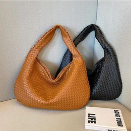 Storage Bags Korean Style Braid Casual Totes Vegan Pu Leather Tote Bag Large Beach Travel Handbag Chic Fashion Women Shoulder