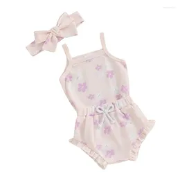 Clothing Sets Tank Top Baby Girl Summer Outfits 3PCS Clothes Floral Sleeveless Bodysuit And PP Shorts Set With Headband