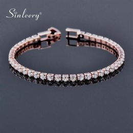 Round Cubic Zirconia Tennis Bracelet For Women Rose Gold Color Bridal Wedding Jewelry SL059 SSB Beaded Strands273z