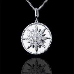 Pendant Necklaces Charming 925 Sterling Silver Gold Plated Bling Moissanite Diamond Sunflower Pendant with 24inch Steel Rope chain Jewellery Nice Gift