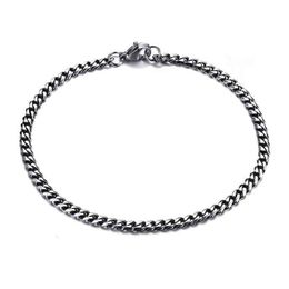 Men Simple 3-11mm Stainless Steel Curb Cuban Link Chain Bracelets for Women Unisex Wrist Jewellery Gifts295D