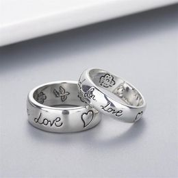 band ring Women Girl Flower Bird Pattern Ring with Stamp Blind for Love Letter men Ring Gift for Love Couple Jewellery w294336C