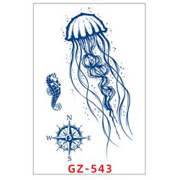 Karakter Yeni Bitkisel Suyu Dövme Sticker Gerçekçi su geçirmez ve terleme uzun ömürlü denizanası