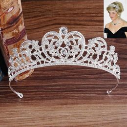 Princess Diana Crown New European Bride Wedding Accessories Grade AAA Zircon Crystal Rhinestones Bridal Crown Tiara Headdress H082263w