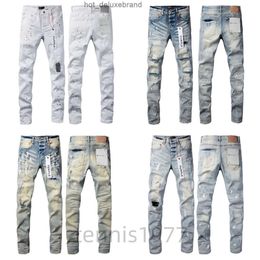 purple jeans designer mens jeans mens retro patchwork flared pants wild stacked ripped long trousers straight Y2k baggy washed faded for men 7946