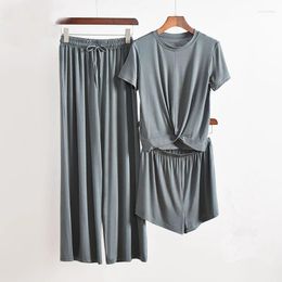 Women's Sleepwear 3PCS Set Home Suit For Women Soft Modal Cloth Loose Pyjamas Female Homewear Fall Ladies