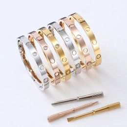 Designer Screw Bracelet Fashion Luxury Jewelry Bangle Bracelets 18K Rose Gold Silver Titanium Steel Diamond bangles for Men Women 17 18 19 21 22 size