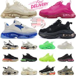 2024 triple s men women designer casual shoes platform sneakers clear sole black white blue pink Royal Neon Green mens trainers Tennis