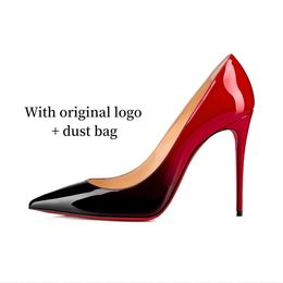Christianss Sandal Designer Women High Heel Shoes Red Shiny Bottoms 8Cm 10Cm 12Cm Christi Shoe Thin Heels Black Nude Patent Leather Woman Pumps With Dust Bag 34 B1b