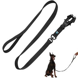 Dog Collars Leashes 5Ft Nylon Large Dog Leash Tactical Frog Clip Metal Padded Control Handle Durable Military German Shepard Rope Training Supplie 231216