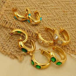 Hoop Earrings Fashion Multicolor Zircon Small For Women 18K Gold Plated Stainless Steel Pendant Piercing Jewellery Arrival