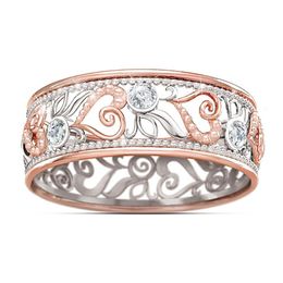 Fashion Jewellery Eternal Love Hollow Heart Ring Diamond Rose Gold Romantic Engagement Ring2139