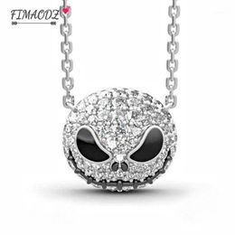 FIMAODZ Fashion Jack Skull Necklace Nightmare Before Christmas Punk Crystal Chain Gothic Necklace Delicate Halloween Gift1212o