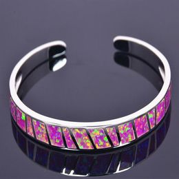 Whole & Retail Fashion Fine Pink Fire Opal Bangles 925 Silver Plated Jewelry For Women DSC304245P