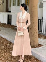 Two Piece Dress Fashion Retro Style Slim Coat And High Waist Pleated Skirt Suit Woman Fit For Women Female Blazer Sets With