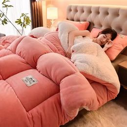 Bedding sets Super Warm Snow Velvet Quilt Winter Luxury Double Sided Fleece Blanket Thickened Autumn And Plush Core 231216