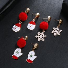 Dangle Earrings Christmas Plush Ball Series Snowflake Gloves Jewelry Accessories Ladies Year Party Gifts For Friends